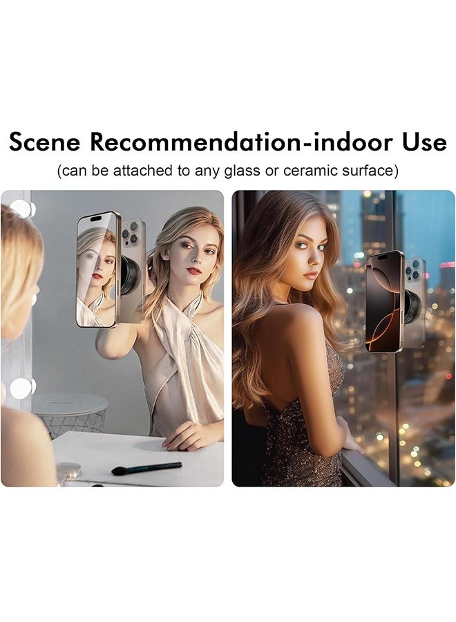 Vacuum Magnetic Car Phone Mount - 360° Rotating Foldable Dashboard Suction Cup Holder with N54 Strong Magnet, Universal Compatibility for Smartphones (Black) - Image 5