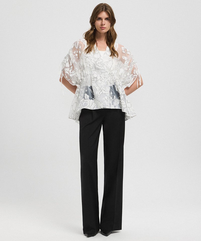 Ipekyol Jacquard Blouse with Puff Sleeves - Image 2