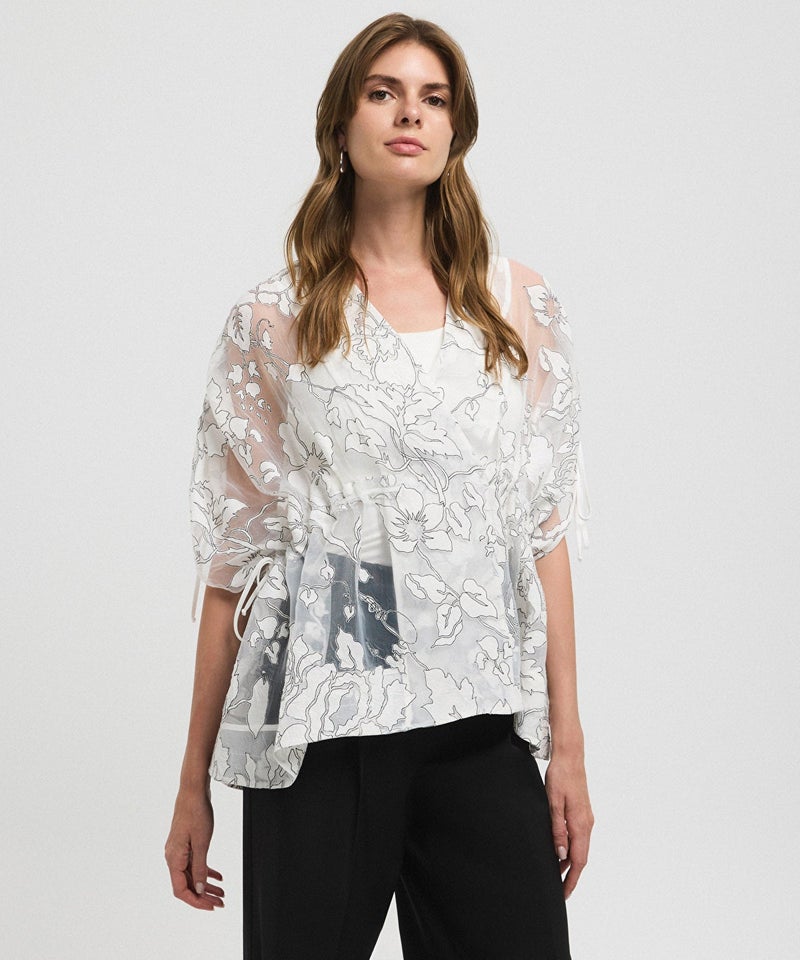 Ipekyol Jacquard Blouse with Puff Sleeves - Image 1