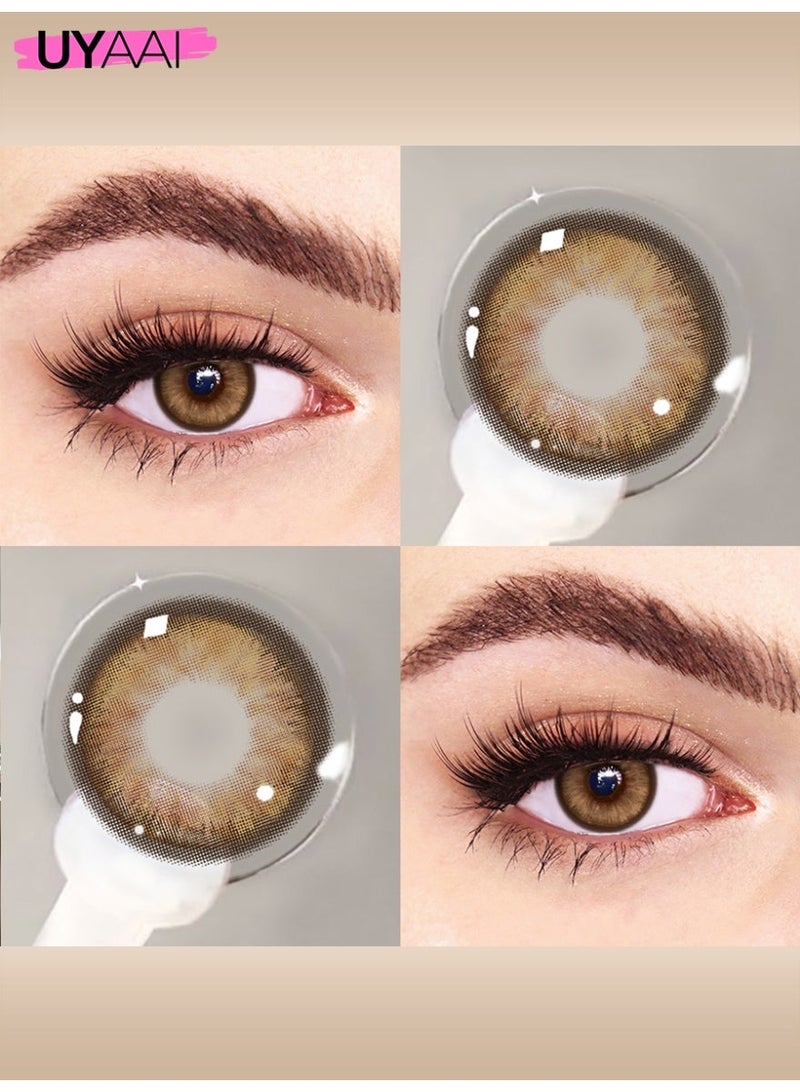 UYAAI Brown Yearly Colored Contact Lenses, Unisex Cosmetic Contact Lenses, Natural Fashion Lenses, 42% Water Soft Lenses - Image 3