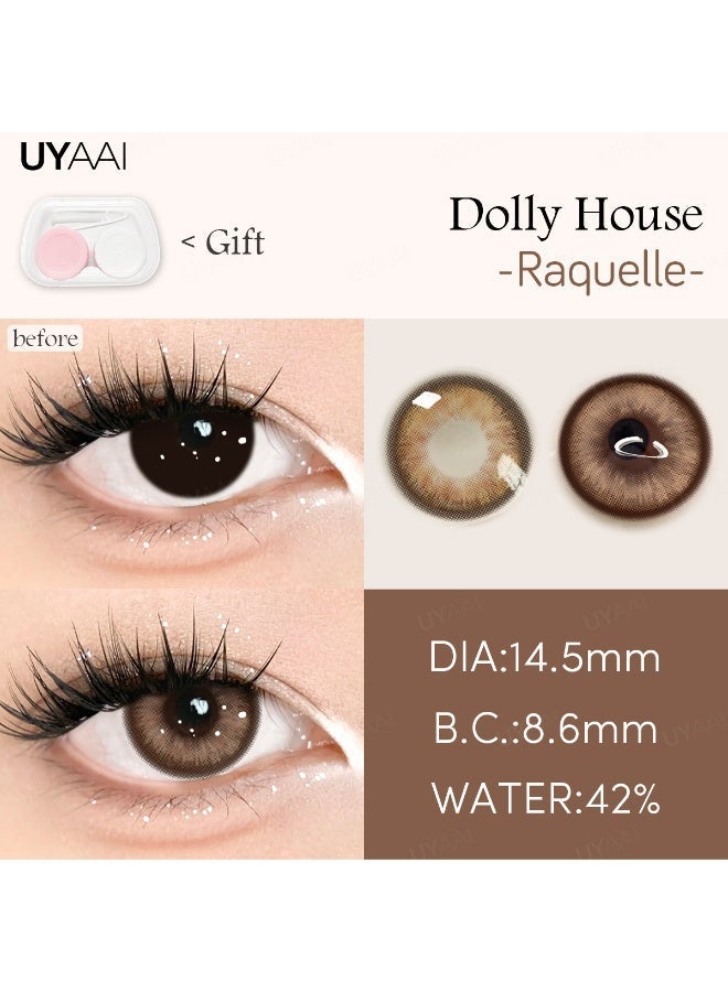 UYAAI Brown Yearly Colored Contact Lenses, Unisex Cosmetic Contact Lenses, Natural Fashion Lenses, 42% Water Soft Lenses - Image 4