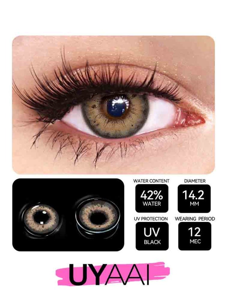 Brown Yearly Colored Contact Lenses, Unisex Cosmetic Contact Lenses, Natural Fashion Lenses, 42% Water Soft Lenses - view 3