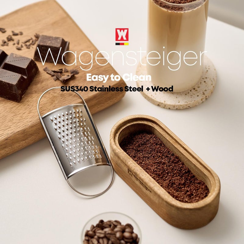Wagensteiger Removable SUS304 Stainless Steel Cheese Grater with Wooden Container, Wooden Shredder, Citrus Zester, Perfect for Presenting Freshly Grated Cheese or Zest - Image 5