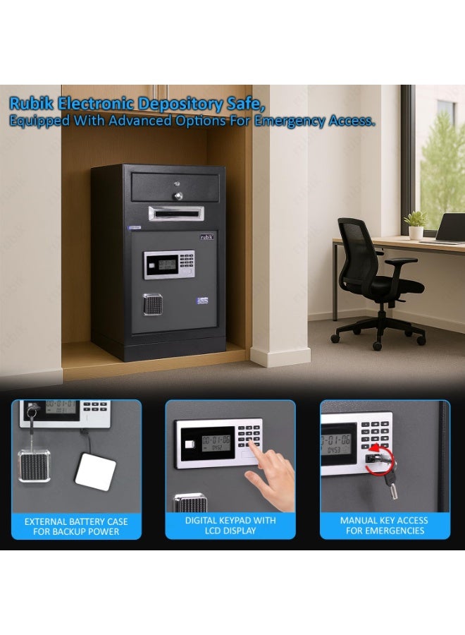 Rubik Drop Slot Safe Box with Lockable Drawer, Digital Lock & Key For Office Shops Business RB-6343DS (69x43x38cm)  - Image 5