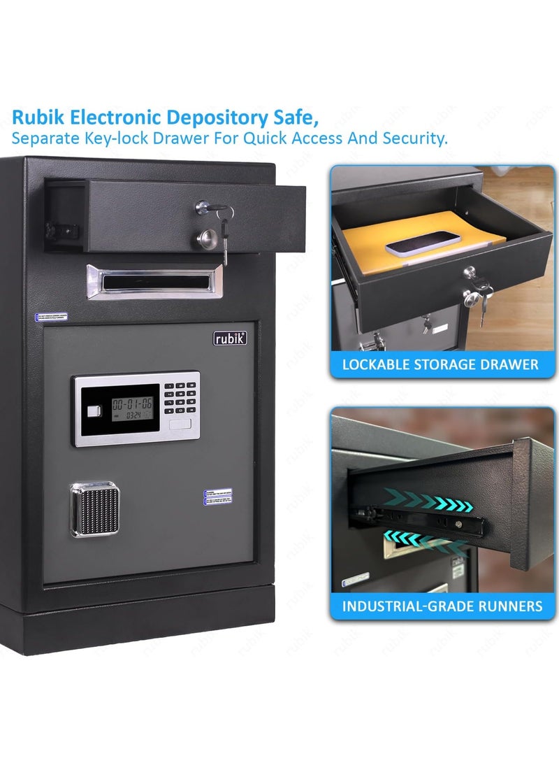 Rubik Drop Slot Safe Box with Lockable Drawer, Digital Lock & Key For Office Shops Business RB-6343DS (69x43x38cm)  - Image 4