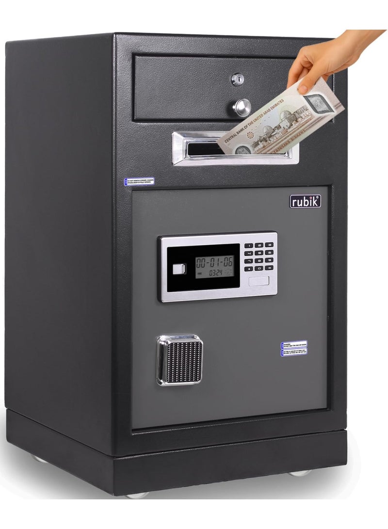 Rubik Drop Slot Safe Box with Lockable Drawer, Digital Lock & Key For Office Shops Business RB-6343DS (69x43x38cm)  - Image 1