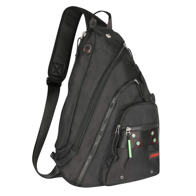 Larswon Sling Backpack, Sling Bag Laptop, Crossbody Bag Men, Shoulder Bags Black - Image 1
