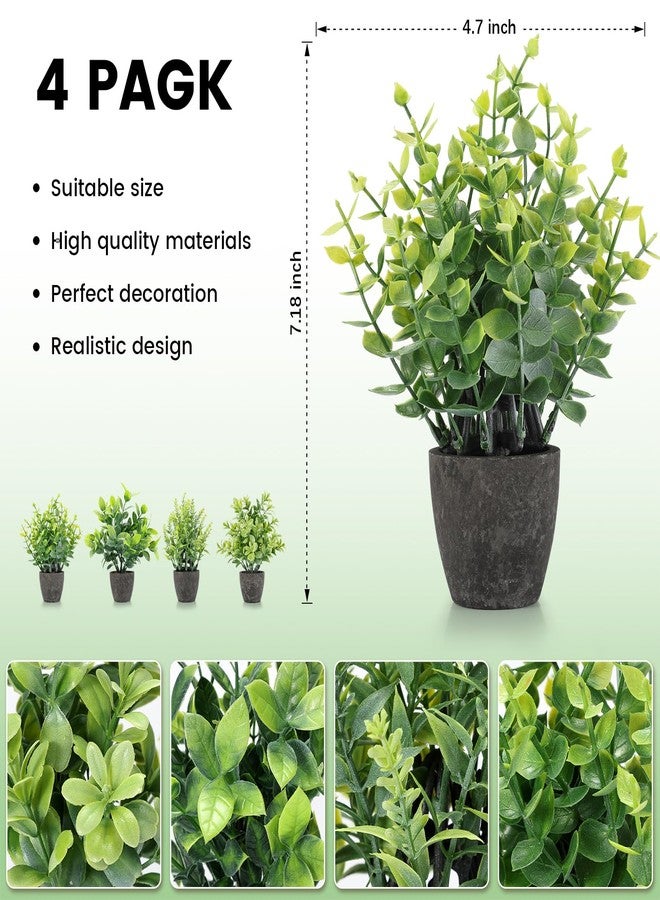FAVOWREATH 4 Pack Fake Plants Ceramic Mini Artificial Greenery Potted Plants for Home, Office, Room, Farmhouse, Indoor Table, Bathroom Decor - Image 3