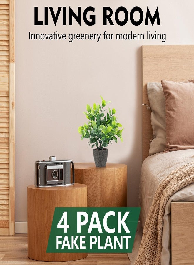 FAVOWREATH 4 Pack Fake Plants Ceramic Mini Artificial Greenery Potted Plants for Home, Office, Room, Farmhouse, Indoor Table, Bathroom Decor - Image 5