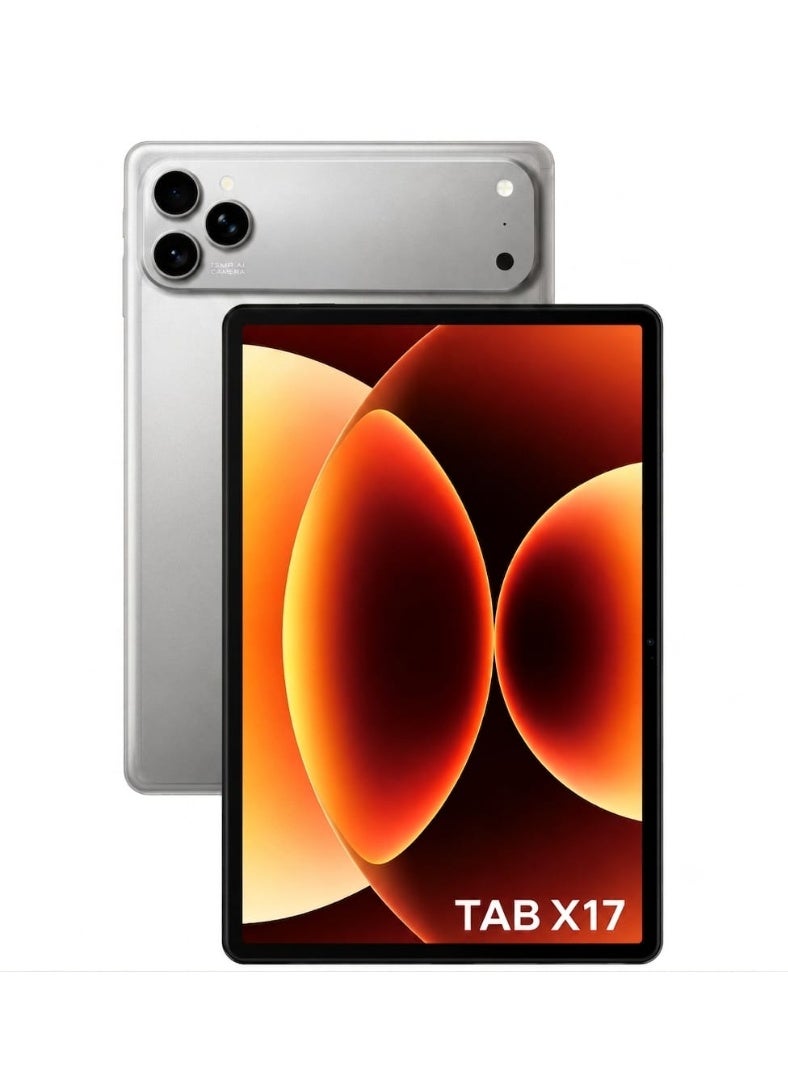 إكس إينوفا جهاز لوحي Tab X17 مقاس 10.1 بوصة بنظام Android 15 مع لوحة مفاتيح وماوس، ذاكرة RAM بسعة 16 جيجابايت وذاكرة تخزين داخلية 1 تيرابايت، يدعم شريحتي اتصال (Dual SIM) وWi-Fi بتقنية 5G، بطارية بسعة 8000 ملّي أمبير، فتح ذكي عبر التعرف على الوجه، كاميرا أمامية بدقة 8 ميجابكسل وكاميرا خلفية بدقة 13 ميجابكسل (فضي). - Image 1