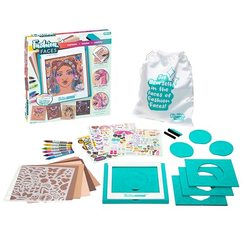 PlayMonster Fashion Faces Mix & Match Fashion Designer Kit for Girls, Kids Arts & Crafts Ages 6+, Girls’ Fashion Hair & Makeup Looks, Gifts for 6 Year Old Girl, Toys for Girls, Little Girl Gifts, Fashion Plates - Image 2