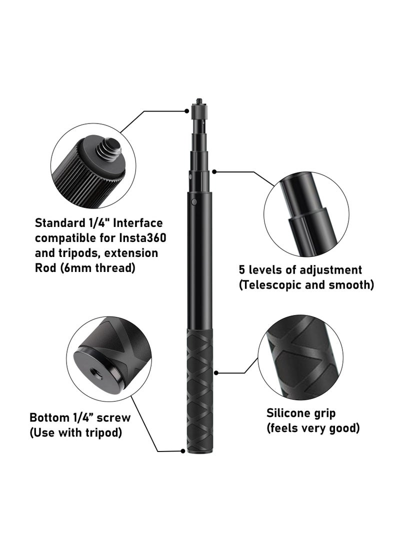 Generic - Bullet Time Cord for Insta360 X3, 111cm / 43.7inch Invisible Selfie Stick with Rotatable Handle for Insta360 X3, GO 3, ONE X2, ONE R, ONE X, ONE, GO 2 Camera Accessories. - Image 1