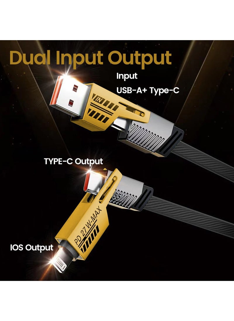 Generic - 4 in 1 Convertible Metal Fast Data Charging Cable, 65W Braided Cable 4ft USB C USB A, Multi Charging Cable for iPhone/iPad/MacBook Pro/AirPods/Samsung/Android (1m) - Image 1