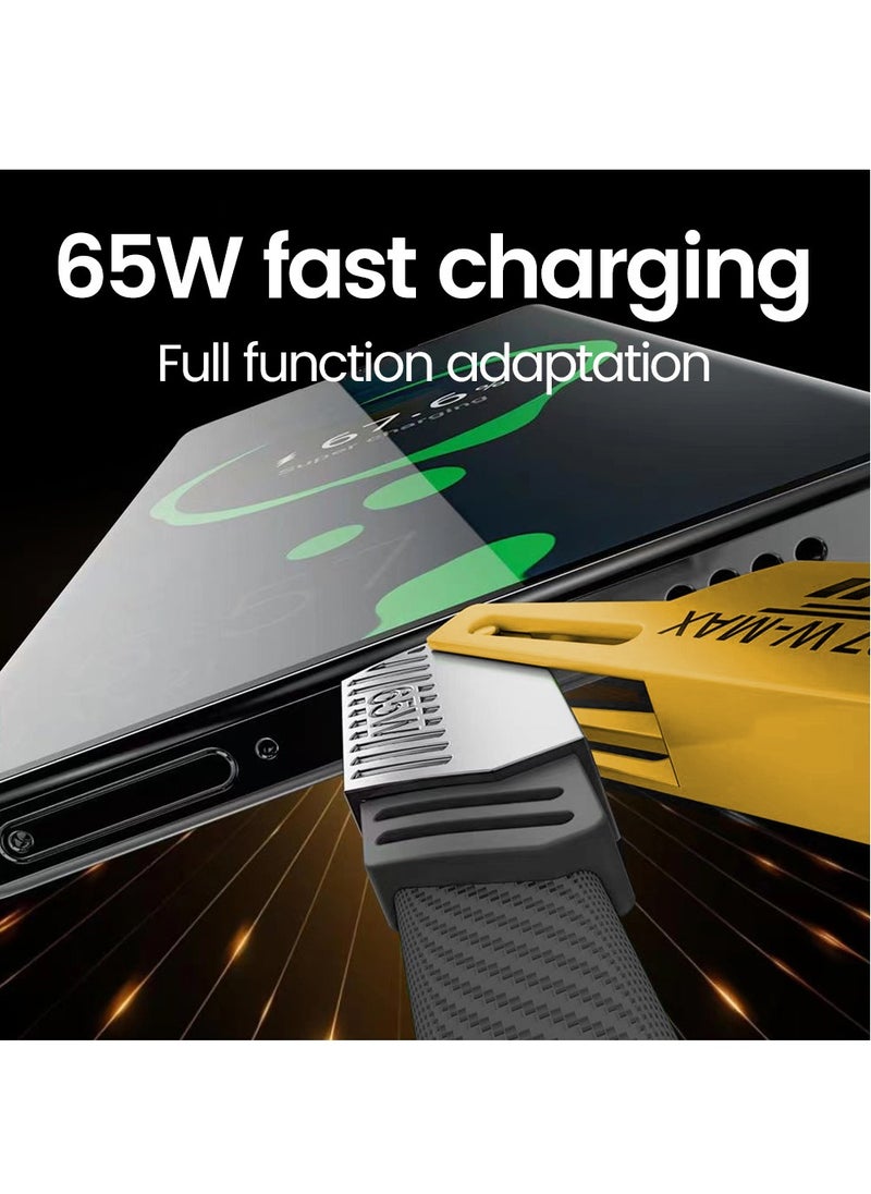 Generic - 4 in 1 Convertible Metal Fast Data Charging Cable, 65W Braided Cable 4ft USB C USB A, Multi Charging Cable for iPhone/iPad/MacBook Pro/AirPods/Samsung/Android (1m) - Image 1