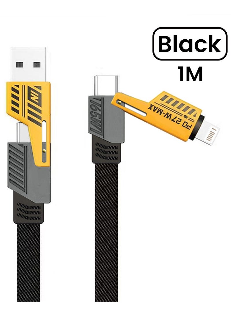 Generic - 4 in 1 Convertible Metal Fast Data Charging Cable, 65W Braided Cable 4ft USB C USB A, Multi Charging Cable for iPhone/iPad/MacBook Pro/AirPods/Samsung/Android (1m) - Image 1