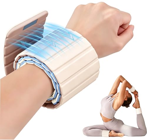 BECOJADDE Wrist Weights Ankle Weights for Women 1 Pair 11 lb Each Silicone Magnetic Leg Arm Weighted Bracelet for Home Yoga Pilates Gym Workout Walking Jogging Beige Taupe - Image 1