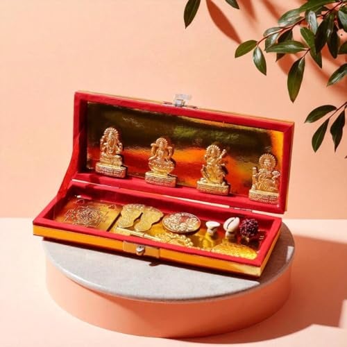 9Dzine Shree Dhan Lakshmi Kuber Bhandari for Wealth & Diwali Pooja | 12-Piece Set for Home Temple | Ideal for Diwali Gifting & Festive Decor - Image 5
