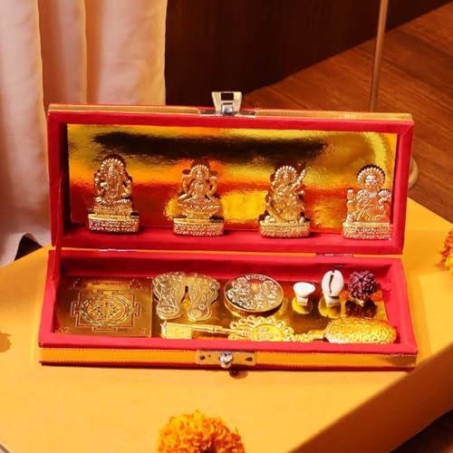 9Dzine Shree Dhan Lakshmi Kuber Bhandari for Wealth & Diwali Pooja | 12-Piece Set for Home Temple | Ideal for Diwali Gifting & Festive Decor - Image 4