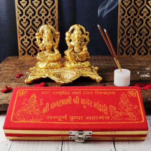 9Dzine Shree Dhan Lakshmi Kuber Bhandari for Wealth & Diwali Pooja | 12-Piece Set for Home Temple | Ideal for Diwali Gifting & Festive Decor - Image 3