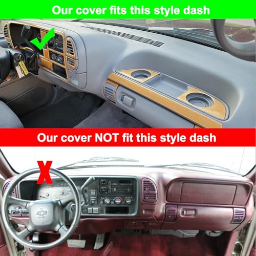 HanLanKa Dashboard Cover Dash Cover Mat Pad Custom Fit for 1995-1996 Chevy Chevrolet Silverado C1500 C2500 C3500 K1500 K2500 K3500 Tahoe Suburban,GMC Sierra Yukon Suburban Pickup Truck(Maroon) - Image 2