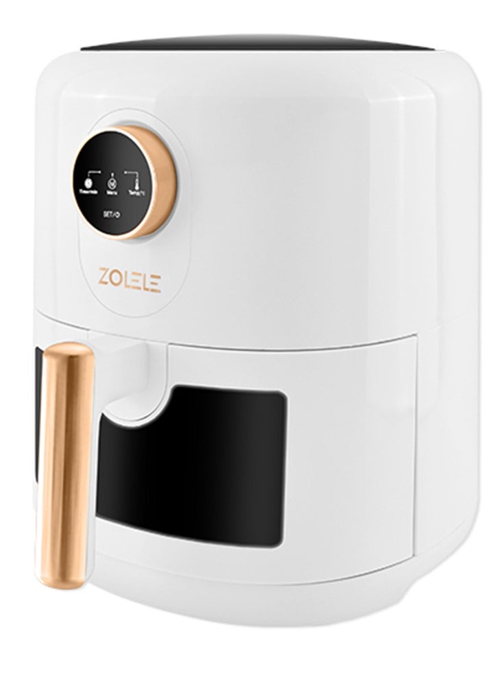 ZOLELE - Digital Air Fryer 4.5L Capacity Non-Stick Coating Use No Oil Air Fry  Roast Bake Reheat Fried Basket Knob Control Temperature  Automatic Power Off 1400W Power ZA004 - White - Image 1