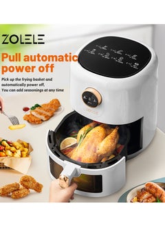 ZOLELE Digital Air Fryer 4.5L Capacity Non-Stick Coating Use No Oil Air Fry  Roast Bake Reheat Fried Basket Knob Control Temperature  Automatic Power Off 1400W Power ZA004 - White  - Image 2