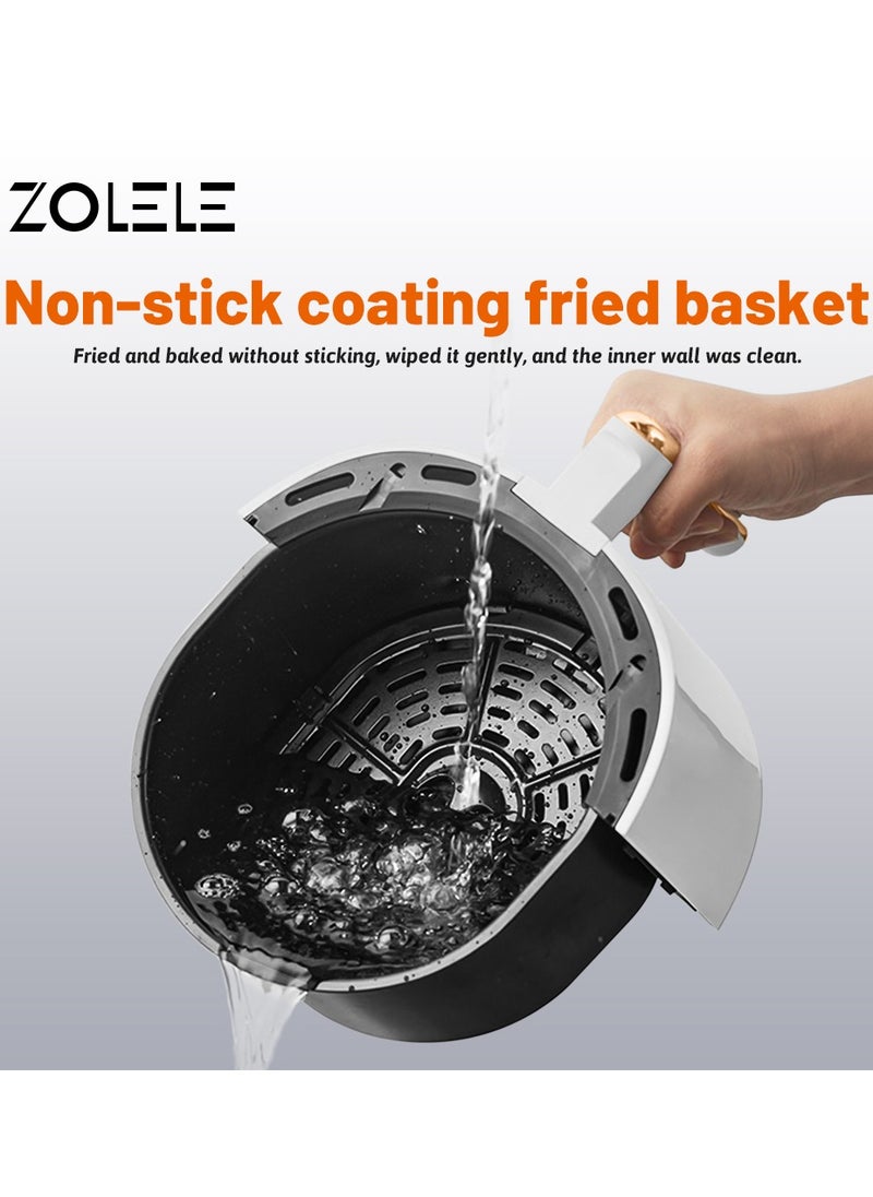 ZOLELE - Digital Air Fryer 4.5L Capacity Non-Stick Coating Use No Oil Air Fry  Roast Bake Reheat Fried Basket Knob Control Temperature  Automatic Power Off 1400W Power ZA004 - White - Image 1