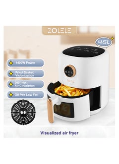 ZOLELE Digital Air Fryer 4.5L Capacity Non-Stick Coating Use No Oil Air Fry  Roast Bake Reheat Fried Basket Knob Control Temperature  Automatic Power Off 1400W Power ZA004 - White  - Image 3