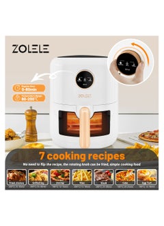 ZOLELE Digital Air Fryer 4.5L Capacity Non-Stick Coating Use No Oil Air Fry  Roast Bake Reheat Fried Basket Knob Control Temperature  Automatic Power Off 1400W Power ZA004 - White  - Image 5