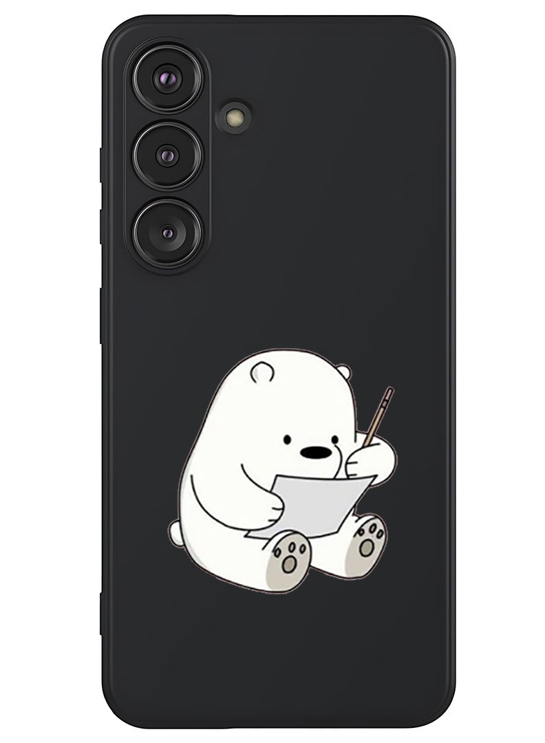 Theodor Protective Slim Fit Case Liquid Silicone Cover with Full Body Protection Anti-Scratch Shockproof Case For Samsung Galaxy S25 (Black) - Panda writing  - Image 1
