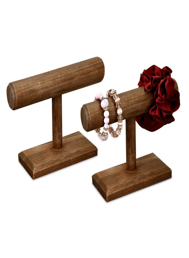 MOOCA 2 Pcs Wooden Jewelry Display Stand, Bracelet Watch Holder Display for Store, 7.9 W x 2.9 D x 5.5 H in, Brown Color - Image 1
