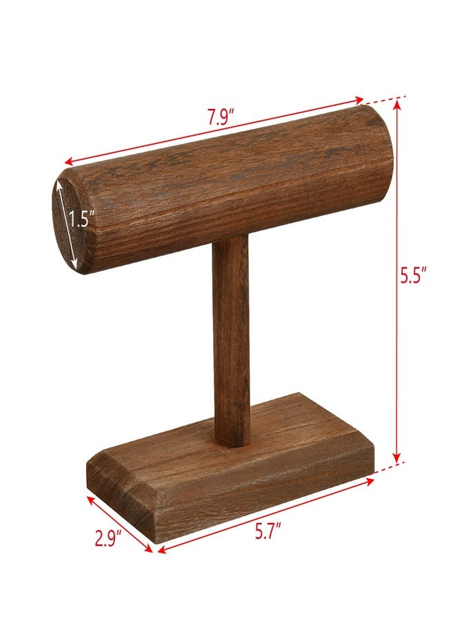 MOOCA 2 Pcs Wooden Jewelry Display Stand, Bracelet Watch Holder Display for Store, 7.9 W x 2.9 D x 5.5 H in, Brown Color - Image 2
