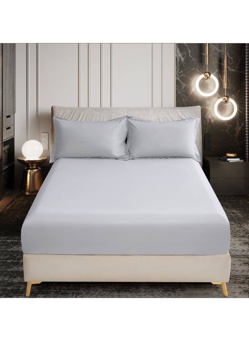 Donetella Bedding Fitted Sheet - Fits 180x200 Cm For King Bed - 3 Pcs (1 Fitted Sheet and 2 Pillowcases) - 35 Cm Deep Pocket - Solid Bed Sheet  - Image 2