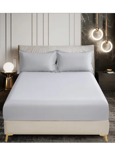 Donetella Bedding Fitted Sheet - Fits 180x200 Cm For King Bed - 3 Pcs (1 Fitted Sheet and 2 Pillowcases) - 35 Cm Deep Pocket - Solid Bed Sheet