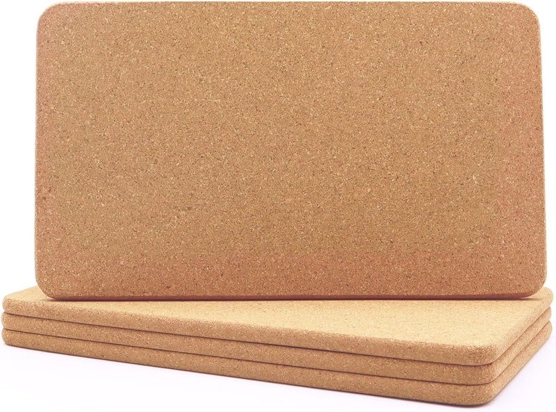 KITLAB Cork Trivet, High Density Fine Particle Thick Cork Trivets for Hot Dishes, 12 x 7 Inch Heat Resistant Cork Coaster, Rectangle Cork Placemats Cork Hot Pads for Kitchen, 4 Pcs - Image 1