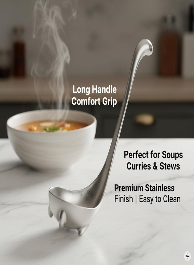 Drumstone (Special 10 Years Warranty) Long Handle Stainless Steel Soup Spoon – Deep Bowl for Serving & Eating | Premium Ladle for Kitchen, Dining & Cooking Use - Image 2