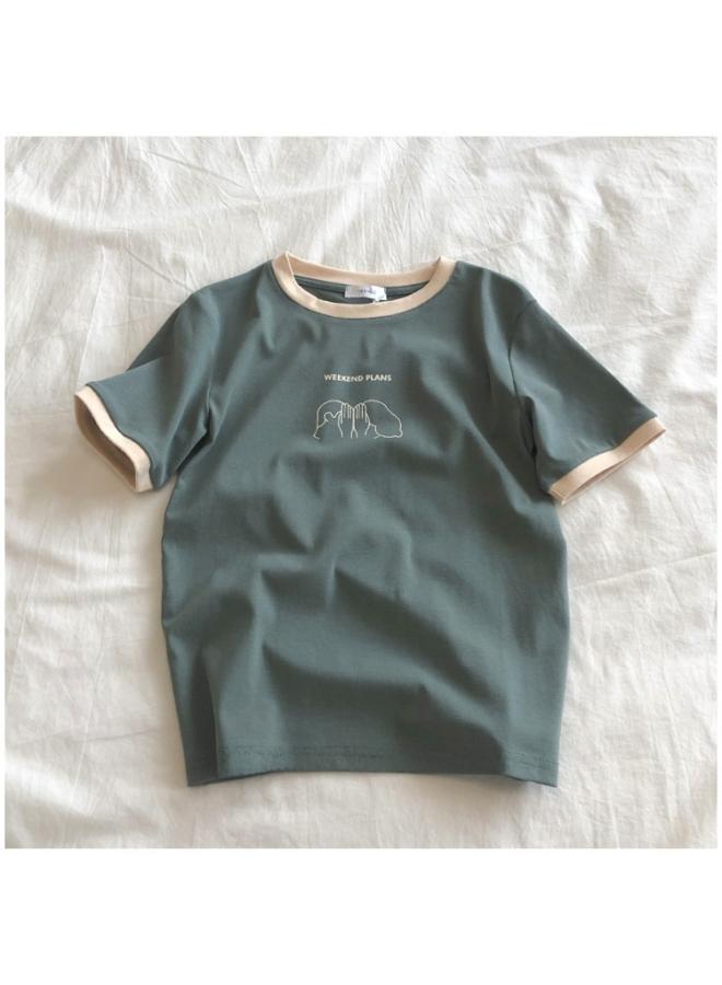 Color- Erted Slim-fit Short-sleeved T-shirt For Women Summer New Bottoming Shirt Student Casual Korean Style Top Women's Clothing 