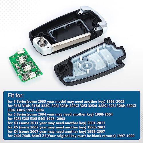 Keyecu EWS Modified Flip Remote Key 4 Button for BMW X5 Z3 Z4 2001-2005 HU92 Blade - Image 5