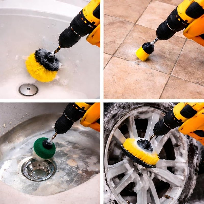 Sulfar 7 Piece Drill Brush Attachments Set, Scrub Pads & Sponge, Power Scrubber Brush with Extend Long Attachment All Purpose Clean for Grout, Tiles, Sinks, Bathtub, Bathroom, Kitchen - Image 4