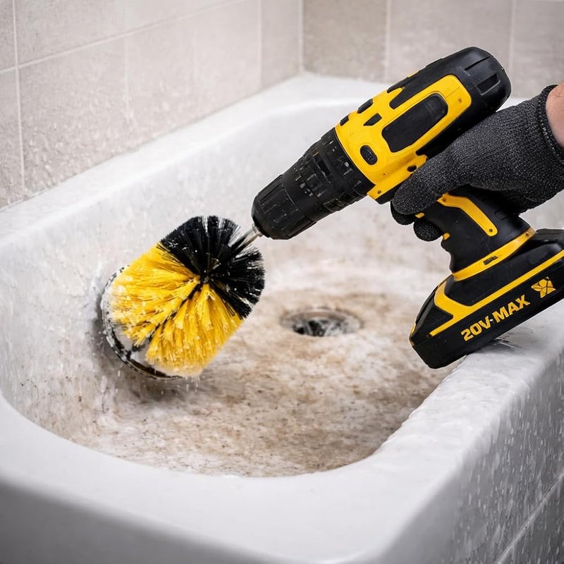 Sulfar 7 Piece Drill Brush Attachments Set, Scrub Pads & Sponge, Power Scrubber Brush with Extend Long Attachment All Purpose Clean for Grout, Tiles, Sinks, Bathtub, Bathroom, Kitchen - Image 5