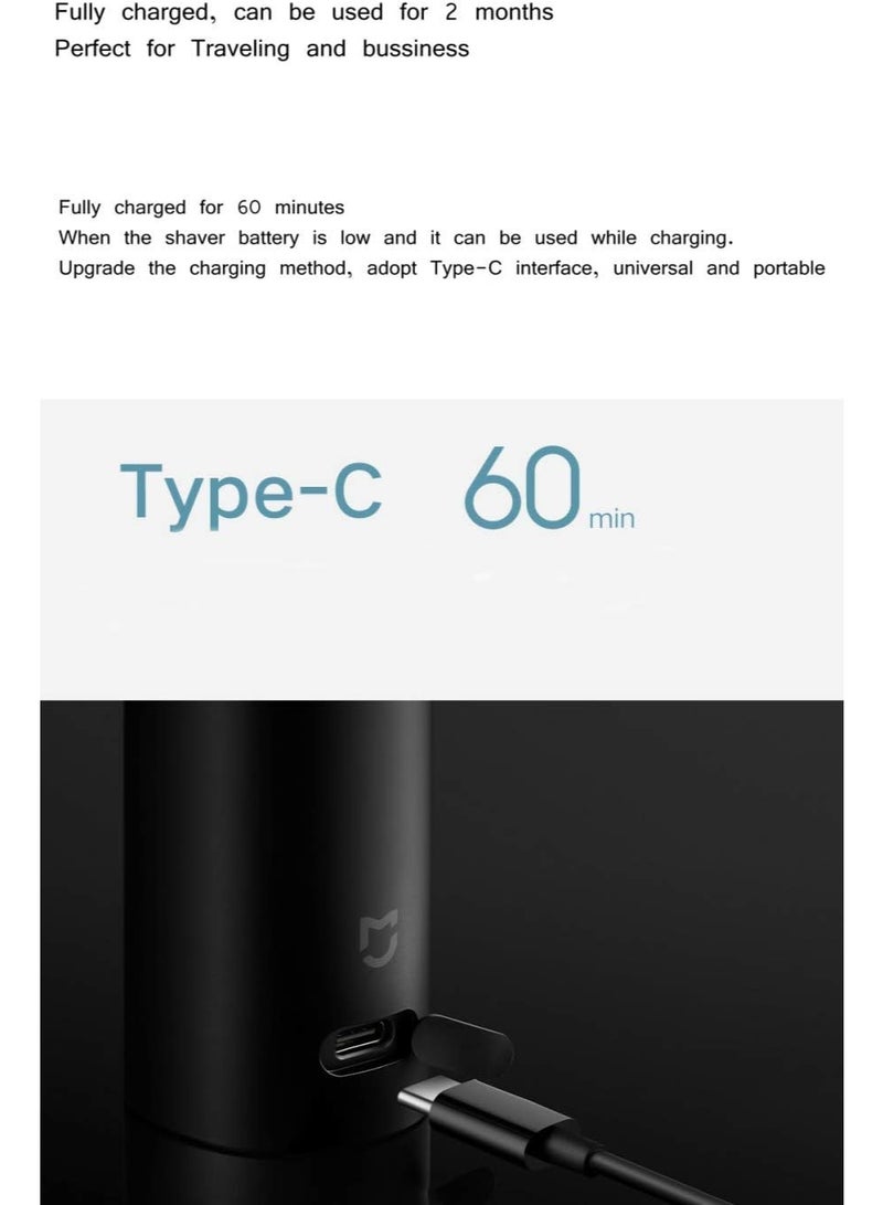 Xiaomi Mijia Electric Shaver S500 Razor 3 Head Dry Wet Shaving Machine Beard Trimmer Washable Blade LED Display (Black) - Image 4