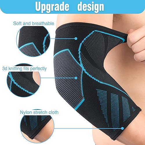 CYCLXY Arm Guards & Elbow Compression Sleeve (1 Pair)，Tennis Elbow Braces for Tendonitis and Tennis Elbow，Arm Supports Sleeves golfer，tennis elbow relief for women & men,elbow sleeve for weightlifting - Image 3