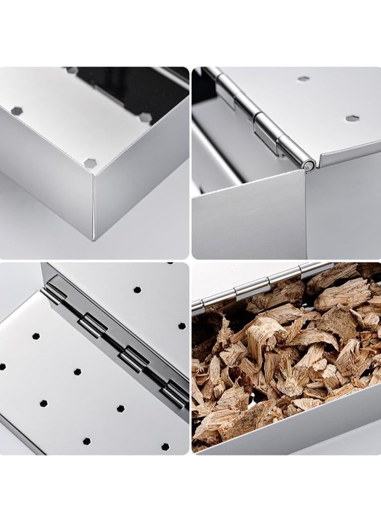 8-inch gas barbecue smoking box, stainless steel smoking box, suitable for gas barbecue stoves, with hinged cover, wood chip smoking box suitable for gas barbecue stoves and charcoal barbecue accessories, adding smoky flavor, easy to use - pzsku/Z93E2EE9890CBFB4F0021Z/45/_/1730003839/c72dba75-ffdf-4e28-a859-41fcb9328c24