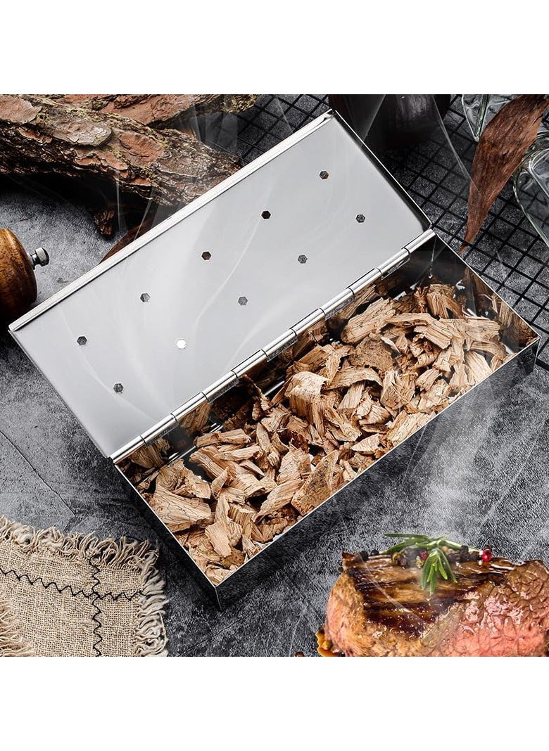 8-inch gas barbecue smoking box, stainless steel smoking box, suitable for gas barbecue stoves, with hinged cover, wood chip smoking box suitable for gas barbecue stoves and charcoal barbecue accessories, adding smoky flavor, easy to use - pzsku/Z93E2EE9890CBFB4F0021Z/45/_/1730003840/4c594b28-fdba-45ac-b7d3-879def12abc3