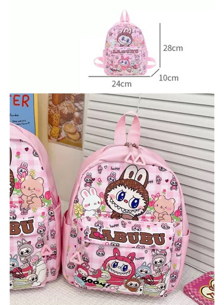 لابوبو حقيبة أطفال حقيبة ظهر للأطفال الصغار حقيبة ظهر مدرسية للأطفال حقيبة كتب خفيفة الوزن للفتيات من عمر سنتين فما فوق لون وردي - Image 3