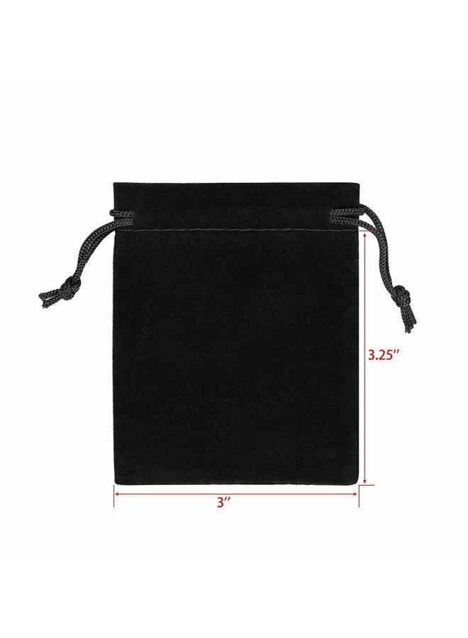 JIAKAI 30pcs Velvet Double Drawstring Cloth Bag.Jewelry Drawstring Pouches for Small Jewelry Bracelet/Headphones Bag/Beads/Spice/Gift Bags(Black) - Image 2
