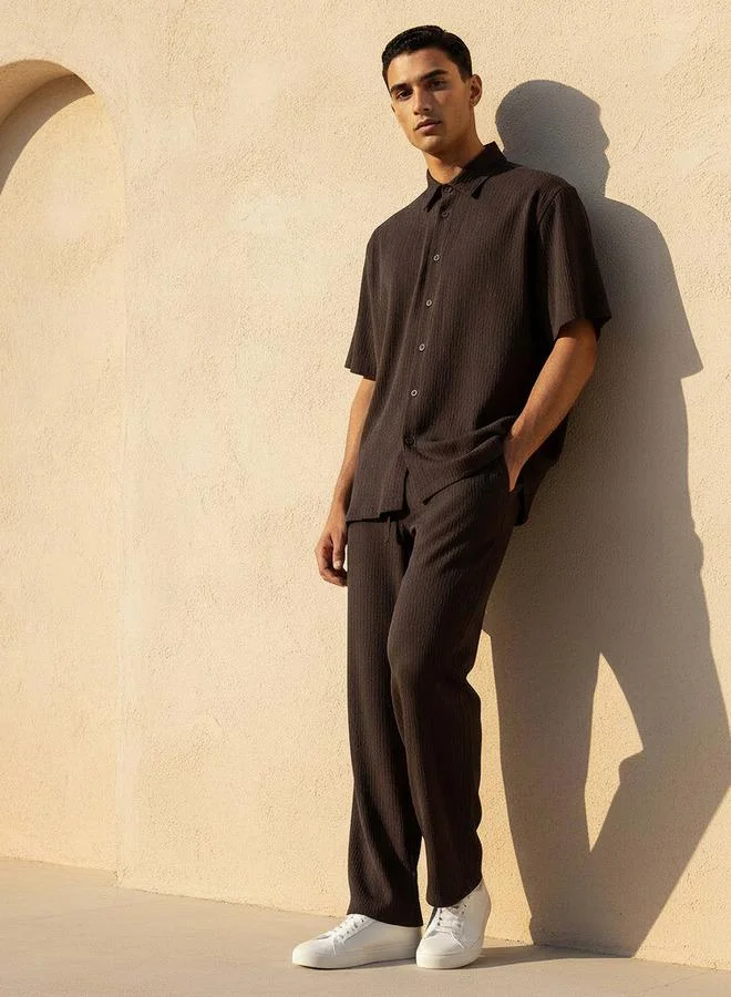 Iconic Iconic Men Regular Fit Crinkled Casual Pants