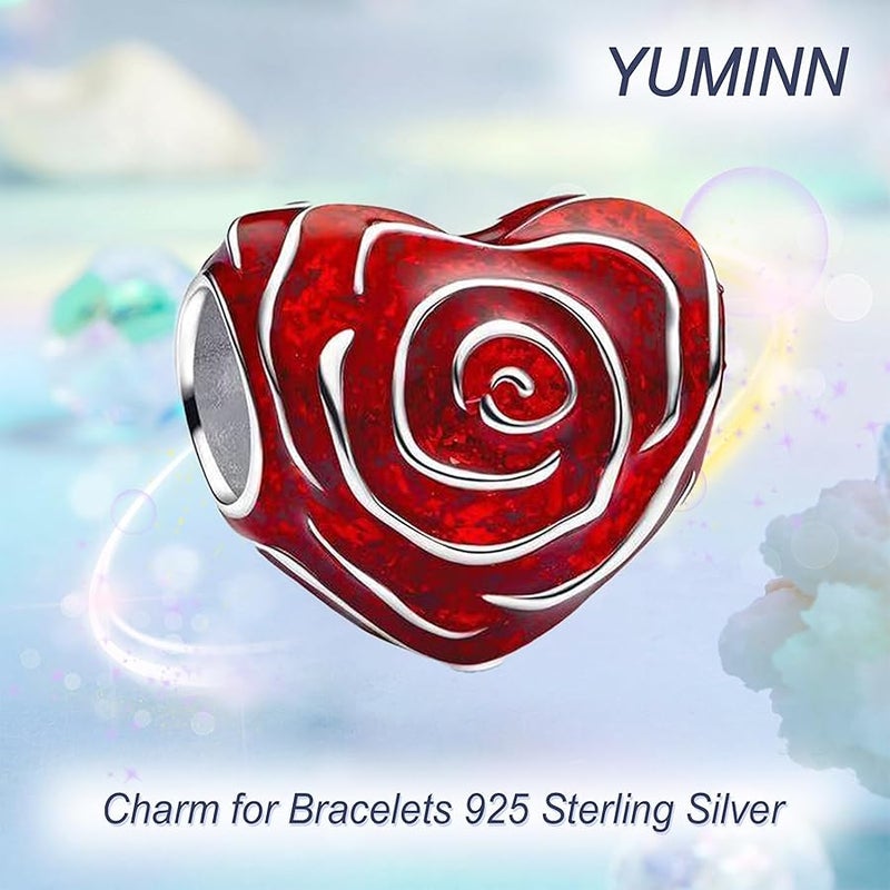 Love and Heart Charms 925 Sterling Silver for Bracelets and Necklaces Couple Pendant Beads Valentine's Day Mother's Day Jewelry Gifts for Women - Image 2