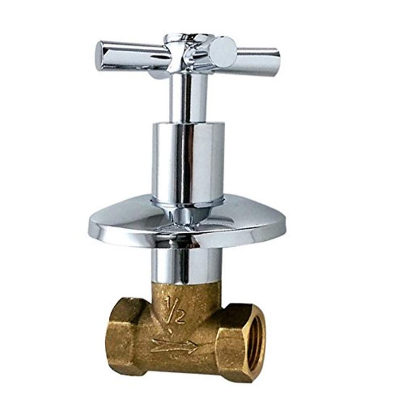 Weirun Shower Shut Off Valve,Water Flow Control Valve Straight Replacement Part Concealed with Cross Handle Shut off Valves Water Pressure Regulator,Bathroom Shower Pipe Valve 1Pcs, Chrome
