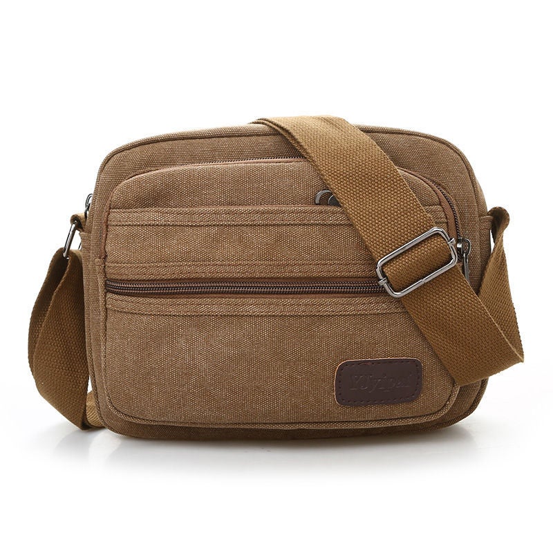 حقيبة كتف رجال عصرية جديدة بسعة كبيرة متعددة الطبقات من القماش - حقيبة عبر الجسم - حقيبة ظهر للأعمال - حقيبة رجال غير رسمية - لون أخضر عسكري❥(^_-) - Image 2